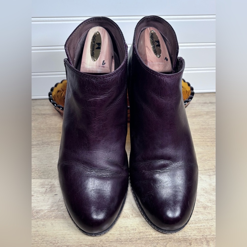 Dansko Leyla Wine Burnished Leather Hidden Wedge Ankle Booties - Size 41
